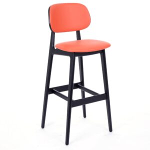 Wooden barstool with upholstery