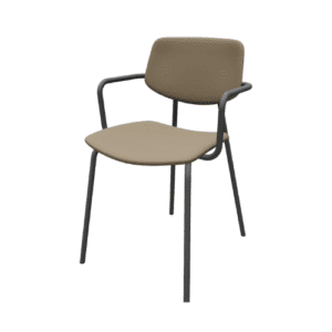 Metal chair with arm for indoor use
