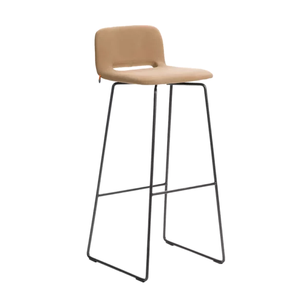 Metal bar stool with upholstery