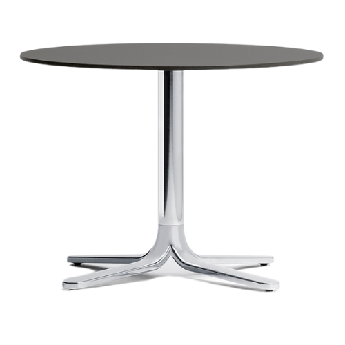 Lage ronde horecatafel met zwart blad en glanzend onderstel, een tijdloze keuze binnen ons aanbod aan horecameubilair voor cafés en restaurants. Dit flexibel inzetbare tafelonderstel voor horeca groothandel is beschikbaar in diverse afwerkingen en hoogtes.